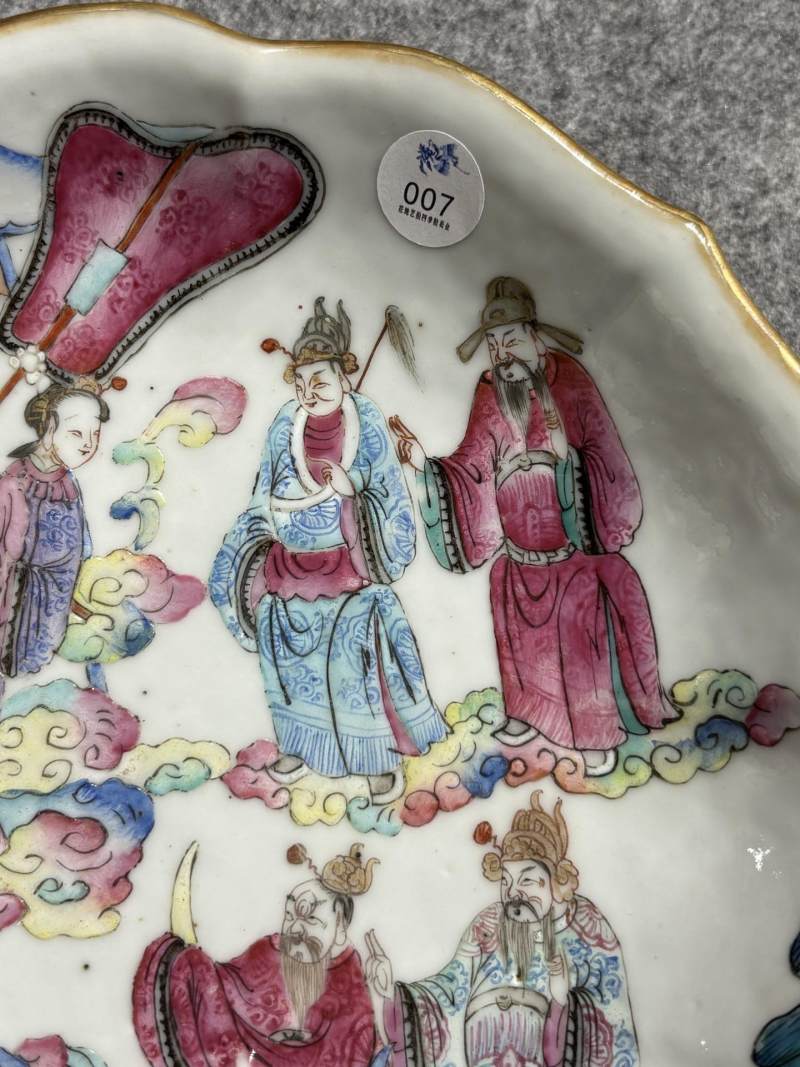    清同治 粉彩唐明皇游夜宫高足盘 - 图4