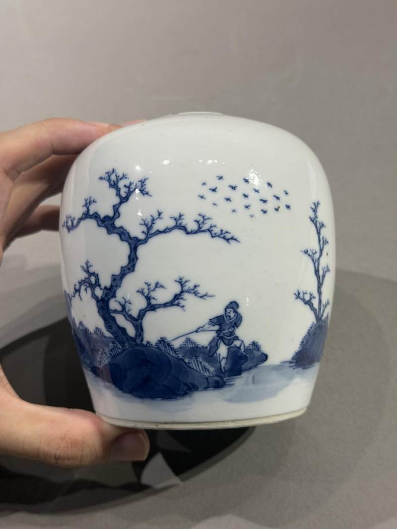    清 青花放牧图诗文罐 - 图3