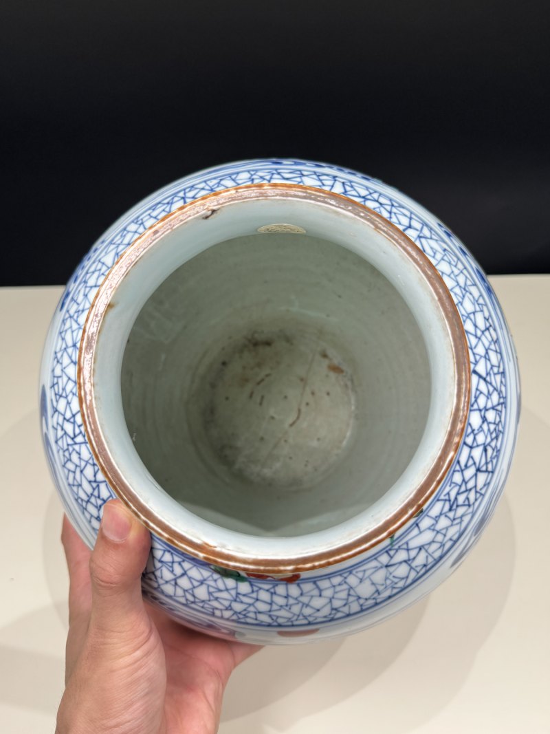 清顺治-康熙 青花五彩婴戏拟三国诸葛亮五丈原退兵图将军罐 - 图22