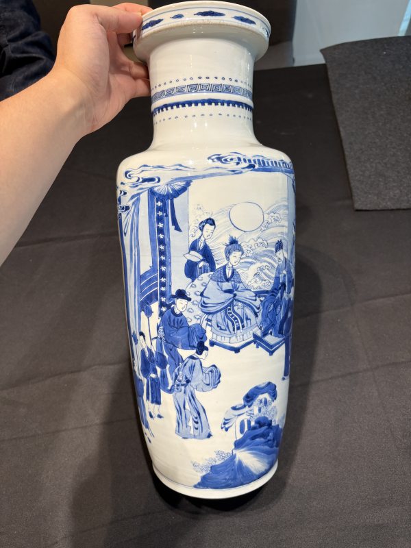 清康熙青花郭子儀祝壽棒槌瓶 - 图8