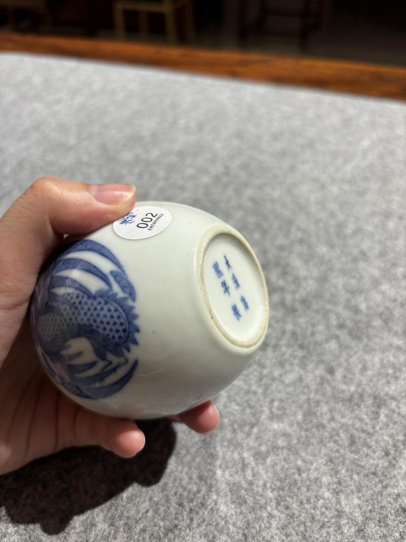    民国 青花团鹤纹水盂 - 图8