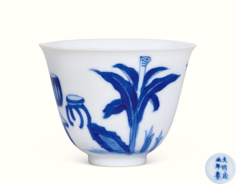 清康熙 青花宋韵芭蕉图杯 - 图1