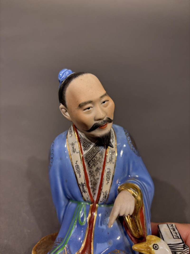    民国 饶永泰造羲之爱鹅瓷塑 - 图5