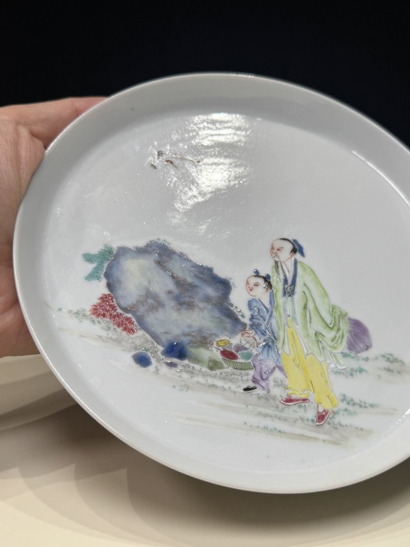 清雍正 粉彩高士图镗锣洗 - 图5