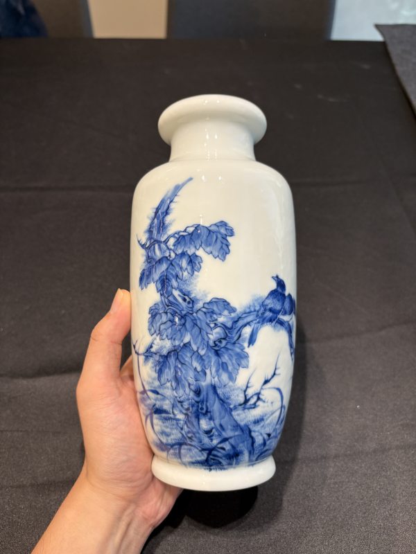 民國王步風格青花花鳥瓶一對 - 图15