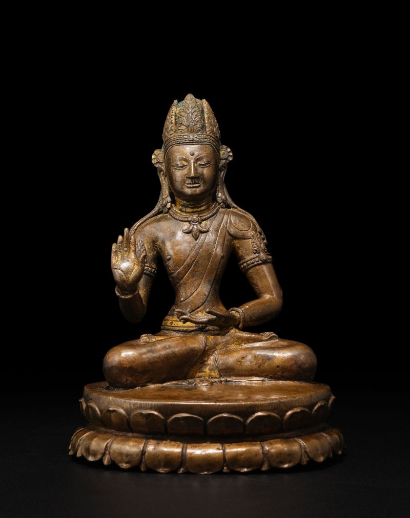 西藏 約十一世紀 文殊菩薩銅像 | A COPPER ALLOY FIGURE OF MANJUSHRI