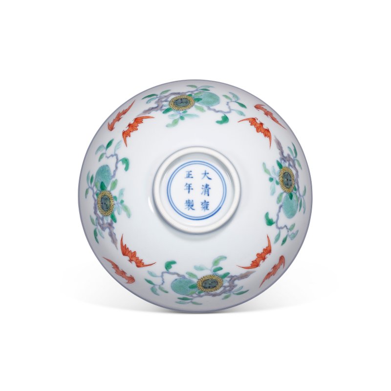 清雍正 鬥彩福壽雙全紋盌 雙圈六字楷書款  YONGZHENG SIX-CHARACTER MARK IN UNDERGLAZE BLUE WITHIN A DOUBLE CIRCLE AND OF THE PERIOD (1723-1735) - 图3
