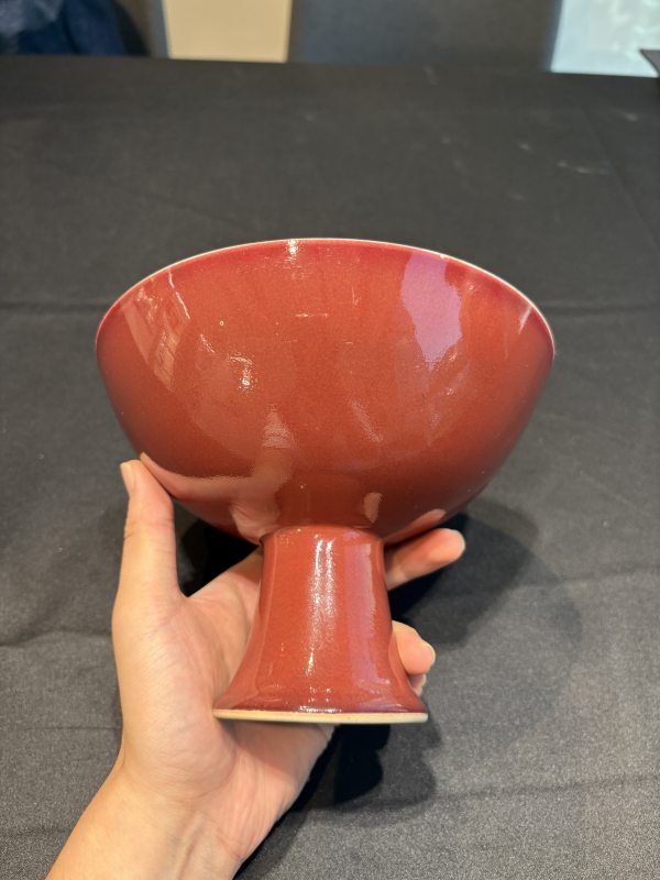 清雍正 霽紅釉高足碗 - 图6