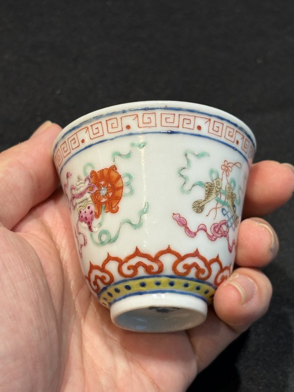 清光緒粉彩八吉祥紋杯一對 - 图20