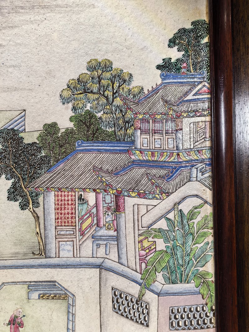 清乾隆 洋彩豫章书院西洋人物瓷板 - 图9