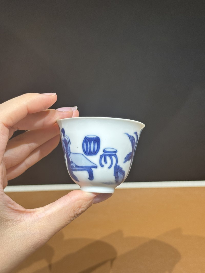 清康熙 青花宋韵芭蕉图杯 - 图2