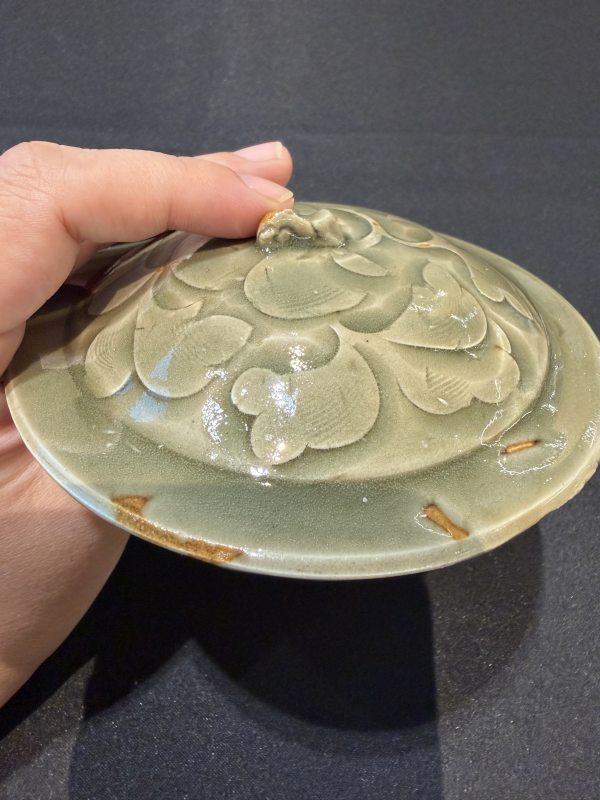 北宋耀州窯青釉刻劃花卉紋蓋罐 - 图14