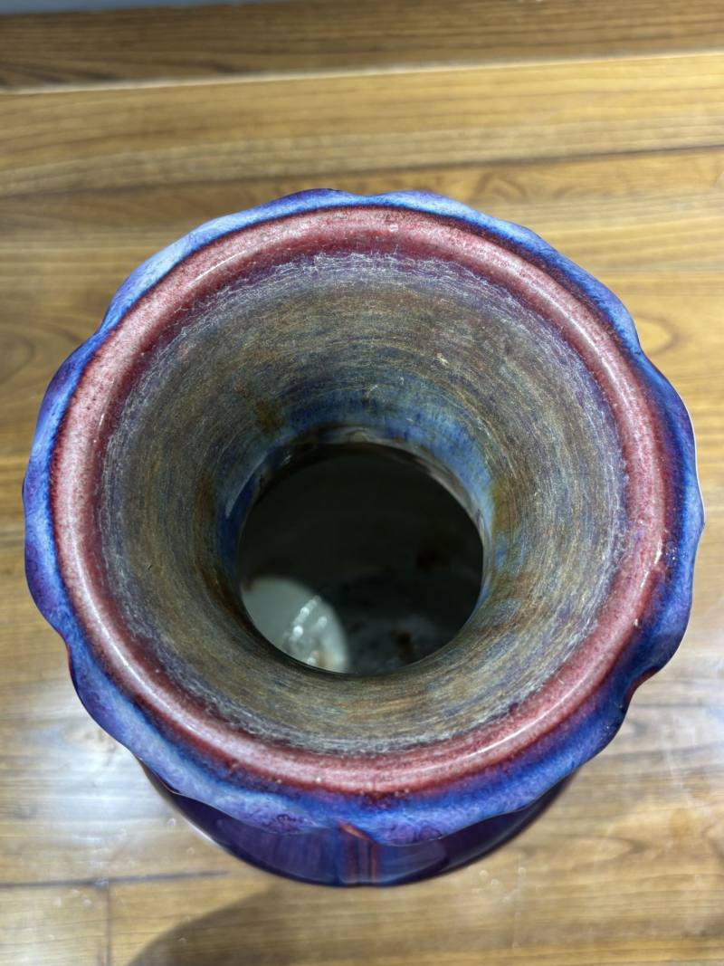    清 窑变釉双耳瓜棱瓶 - 图8