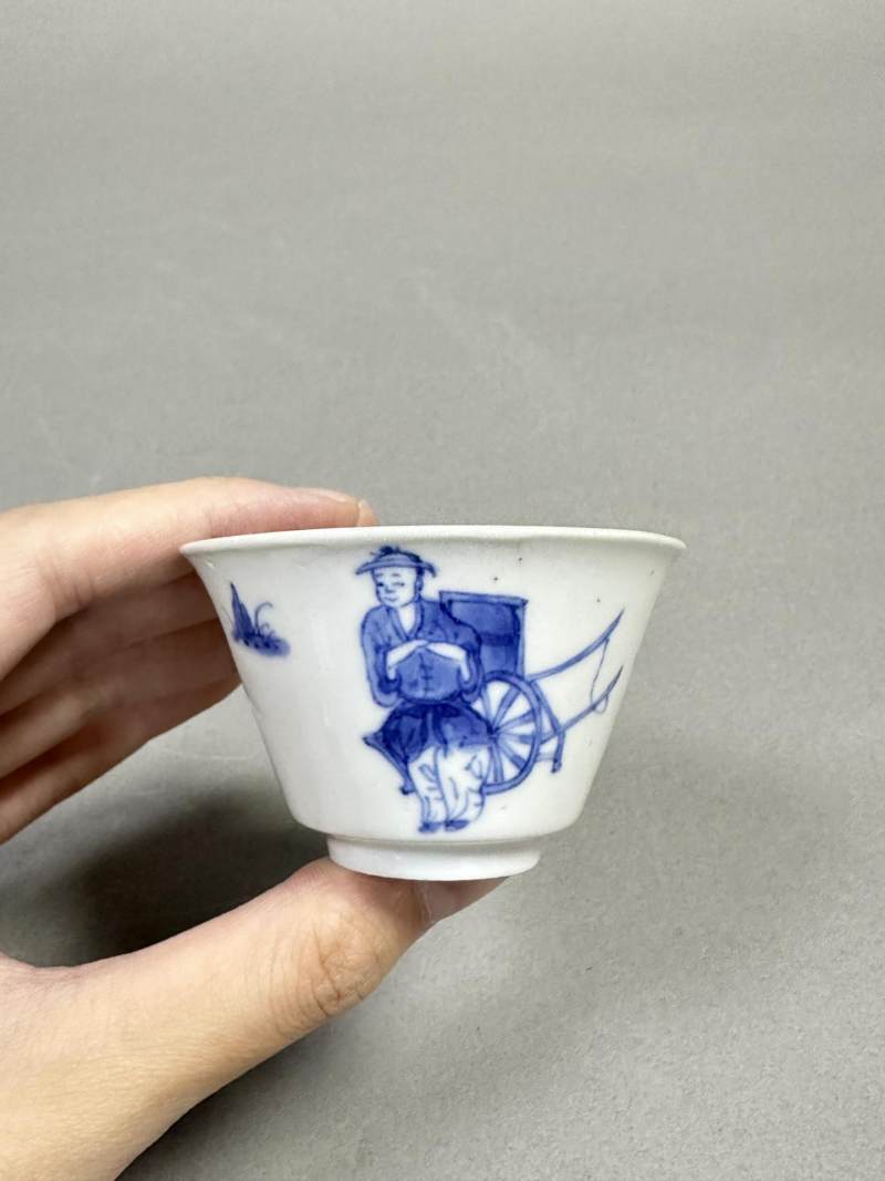    清康熙 青花士子赴京图杯 - 图2