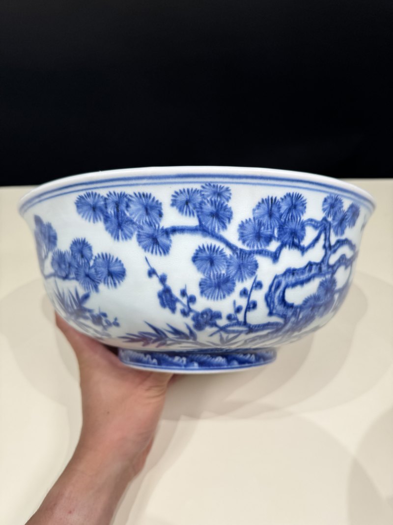 明宣德 青花岁寒三友图大碗 - 图3