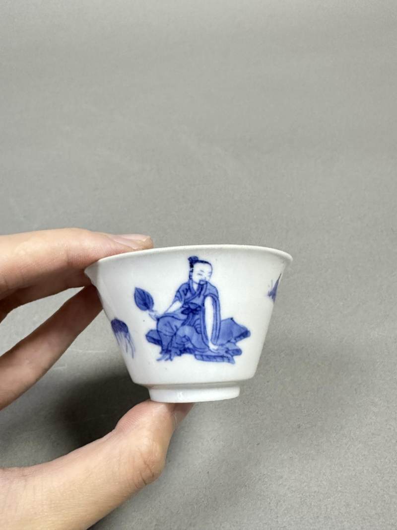    清康熙 青花士子赴京图杯 - 图3