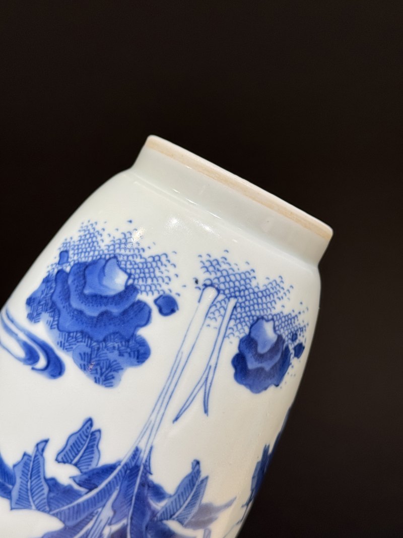 明崇祯 青花携琴访友图莲子罐 - 图10