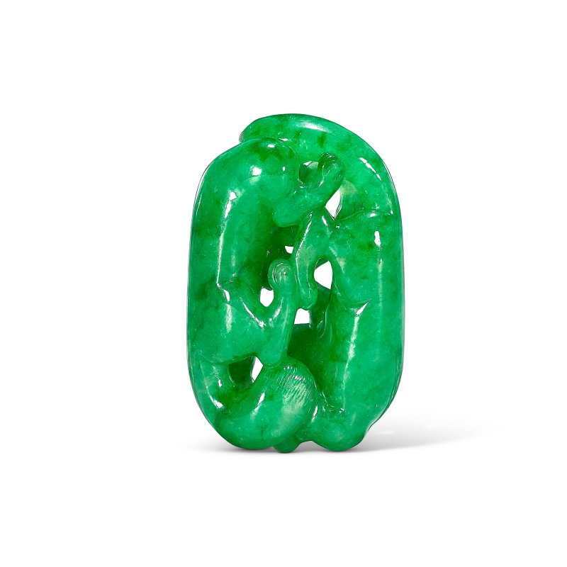 清十八/十九世紀 翡翠雙獾珮  QING DYNASTY, 18TH-19TH CENTURY - 图2