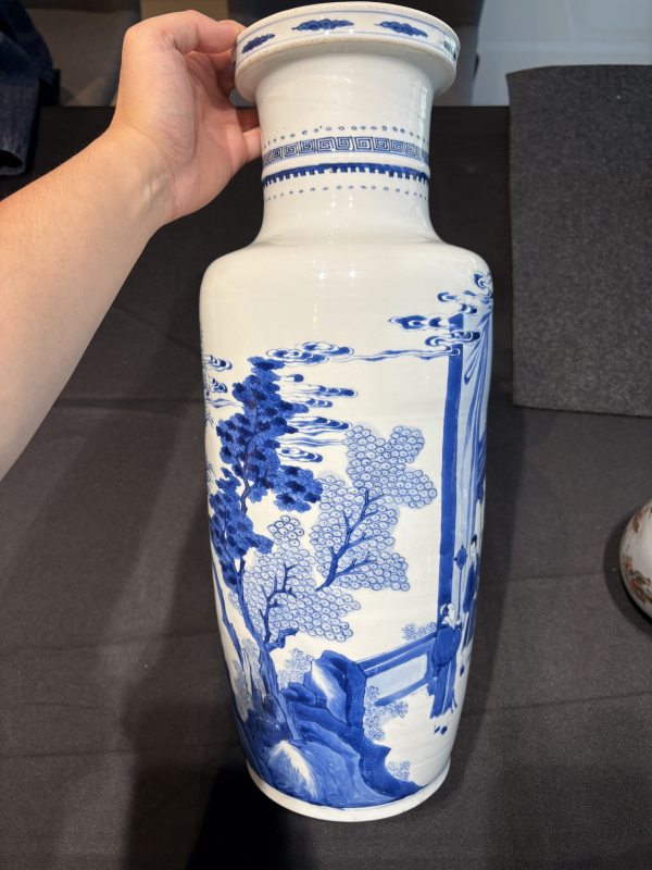 清康熙青花郭子儀祝壽棒槌瓶 - 图11