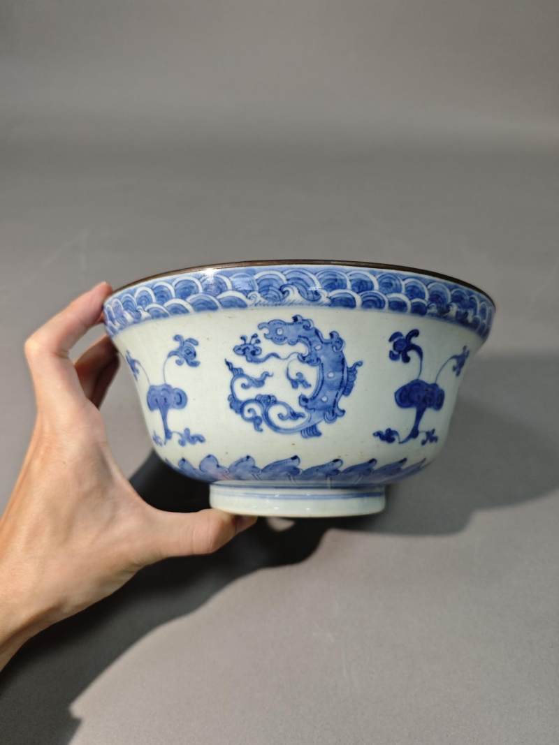    清乾隆 青花团龙纹碗 - 图2