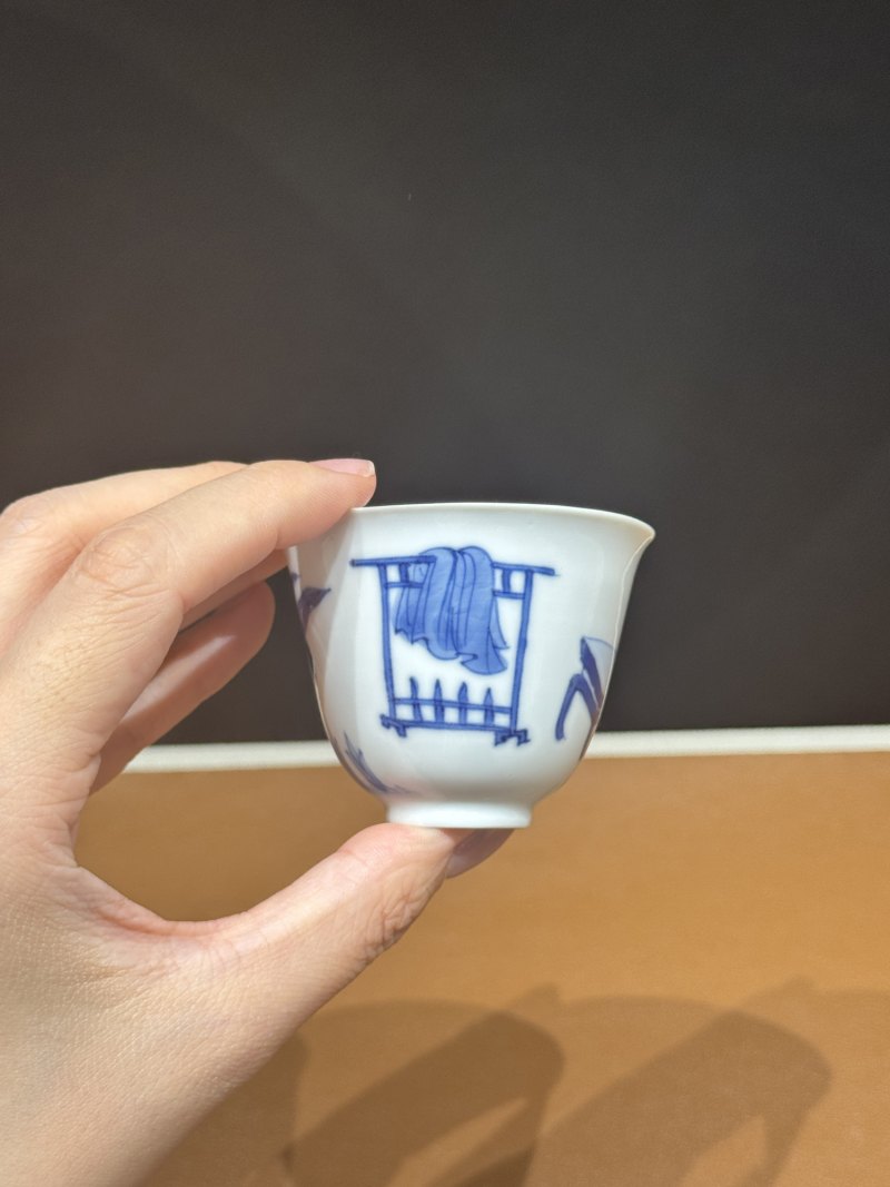 清康熙 青花宋韵芭蕉图杯 - 图5
