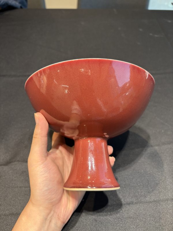 清雍正 霽紅釉高足碗 - 图9