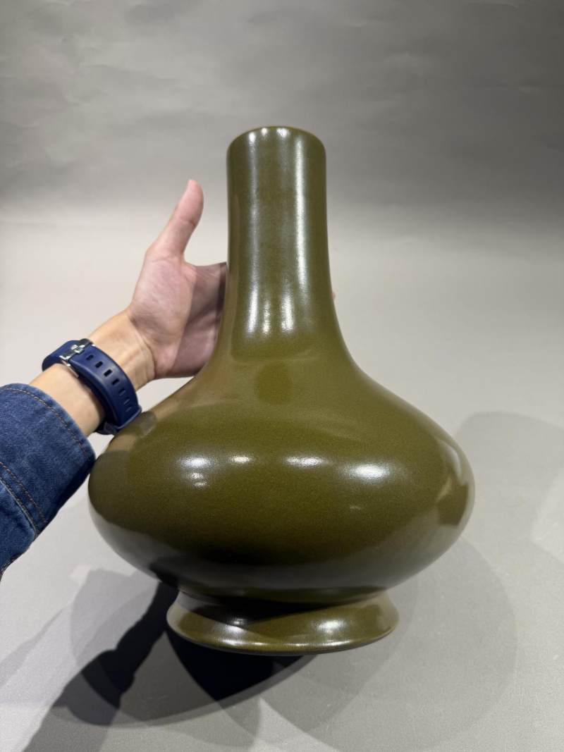    清乾隆 茶叶末茡荠瓶 - 图4