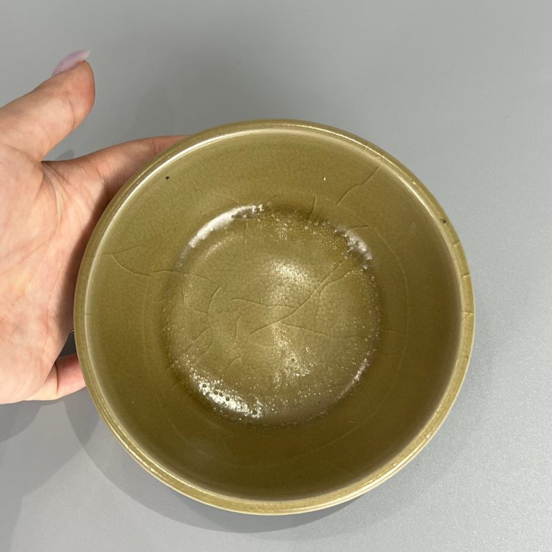 明代 龙泉窑青黄釉直边洗 - 图5