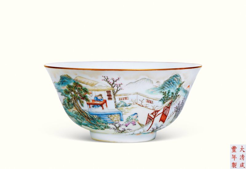 清咸丰 粉彩“三顾茅庐”故事图碗 - 图1