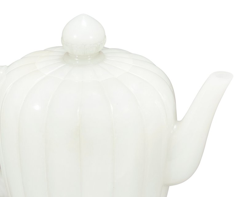 清乾隆 白玉瓜棱茶壺  QIANLONG PERIOD (1736-1795) - 图9
