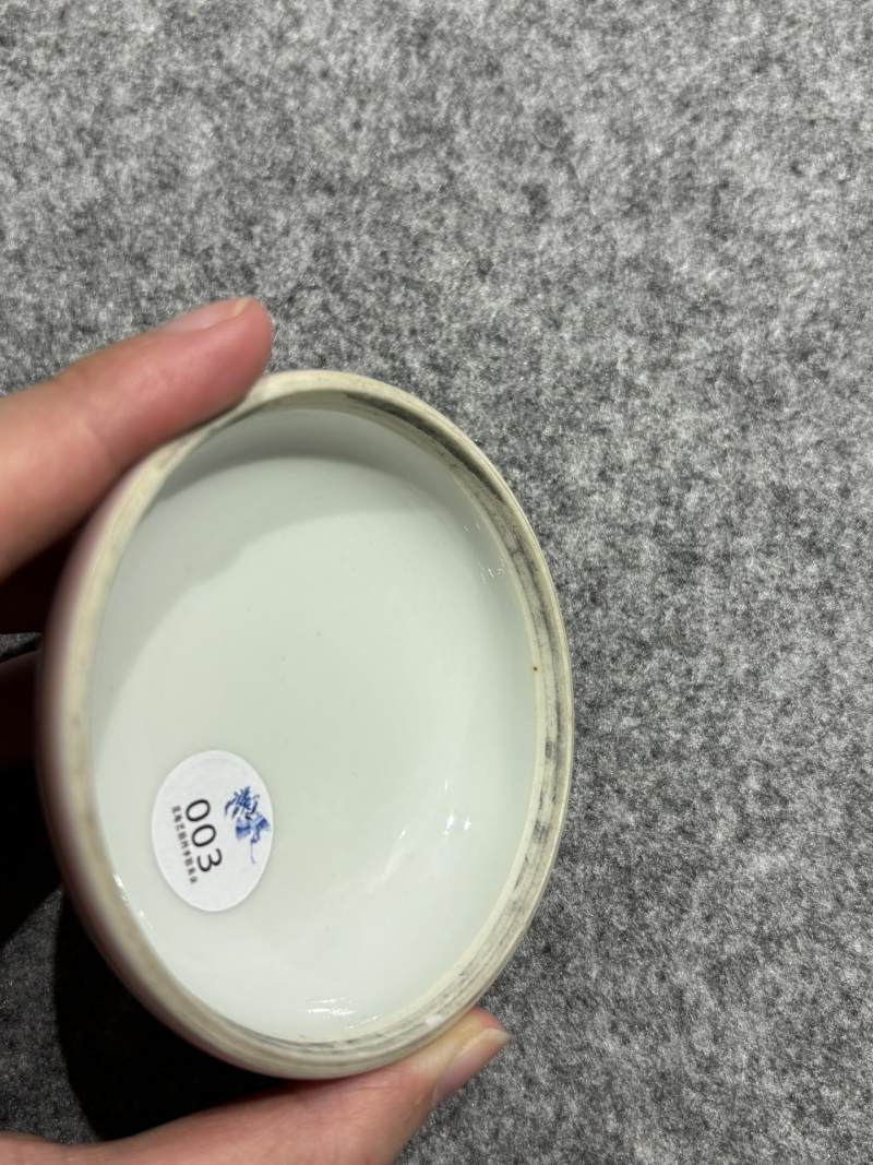    清晚期 桃红釉印泥盒 - 图5