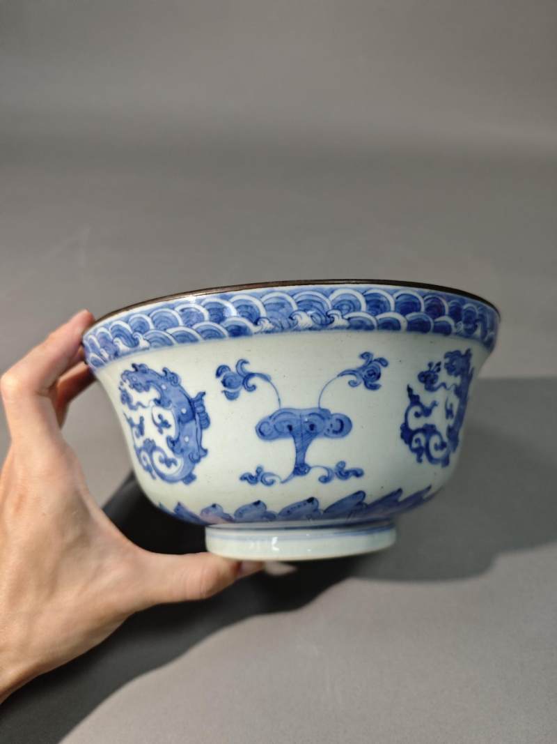    清乾隆 青花团龙纹碗 - 图3