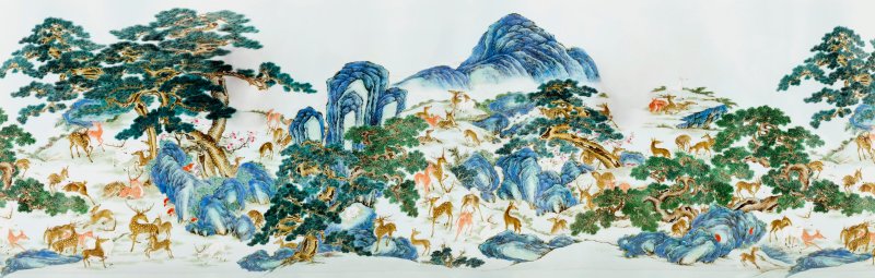 清乾隆 洋彩百鹿雙耳尊 六字篆書款  QIANLONG SIX-CHARACTER SEAL MARK IN UNDERGLAZE BLUE AND OF THE PERIOD (1736-1795) - 图8