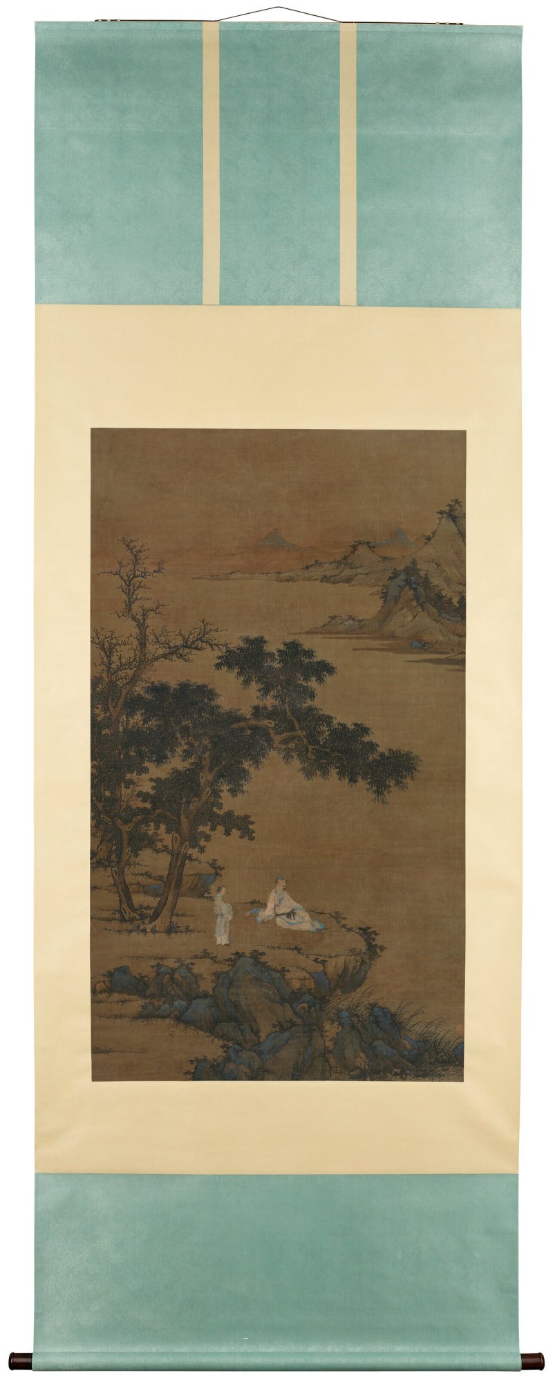 元 盛懋（傳，1313-1362）  松下臨江 - 图2