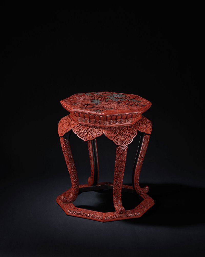 明嘉靖　剔紅群仙祝壽圖八方几 | A CARVED CINNABAR LACQUER 'IMMORTALS' OCTAGONAL STAND - 图6