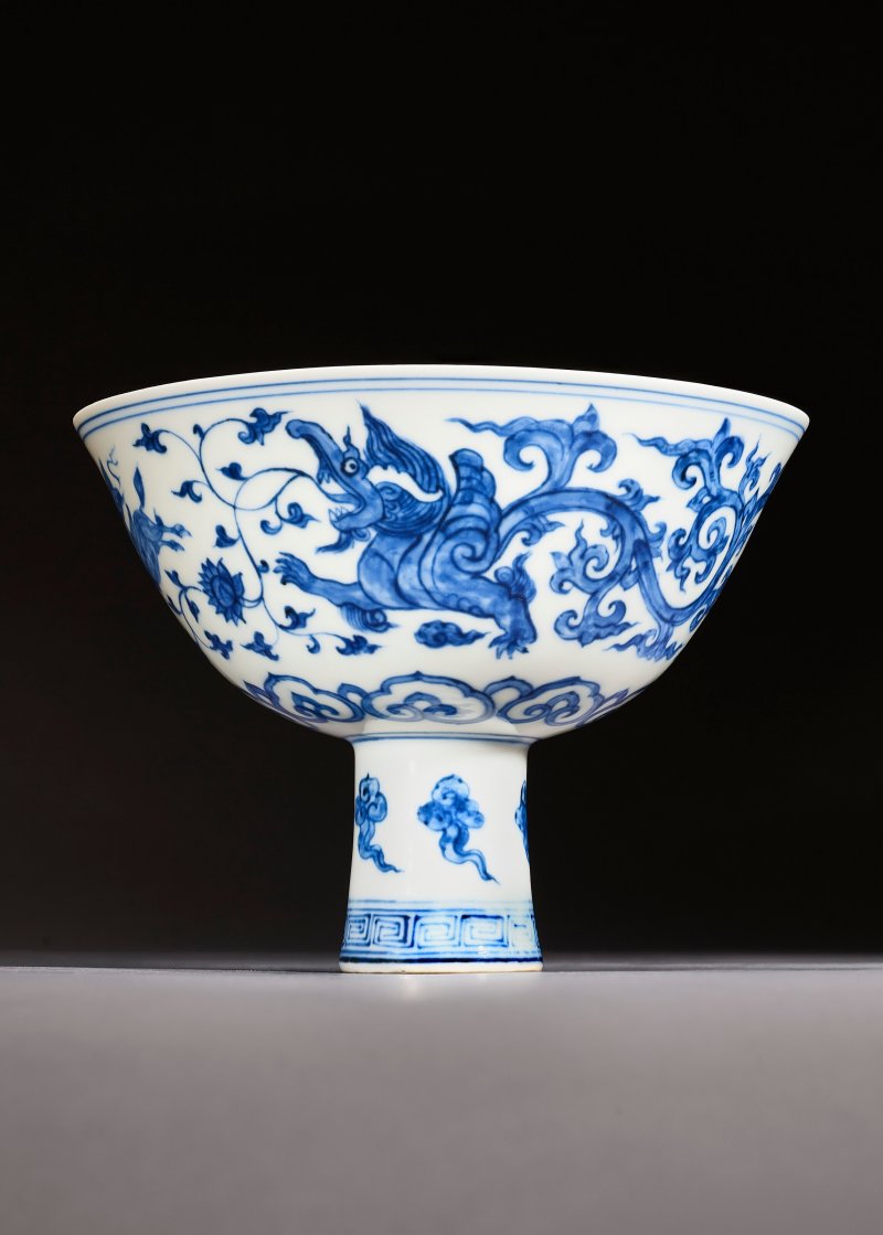 明成化 御製青花夔龍銜蓮紋高足盌  CHENGHUA PERIOD (1465-1487) - 图7