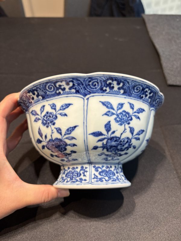 清雍正 青花折枝花卉紋花口高足碗 - 图12