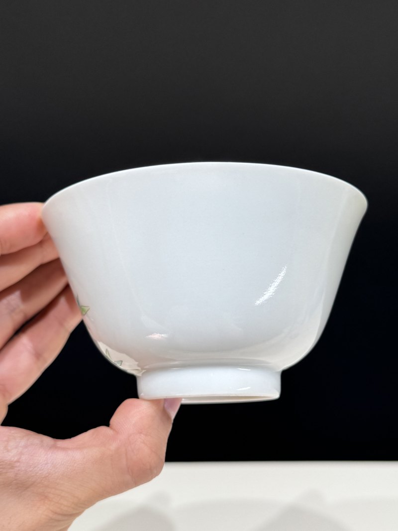 清道光 粉彩花卉纹盖碗 - 图6