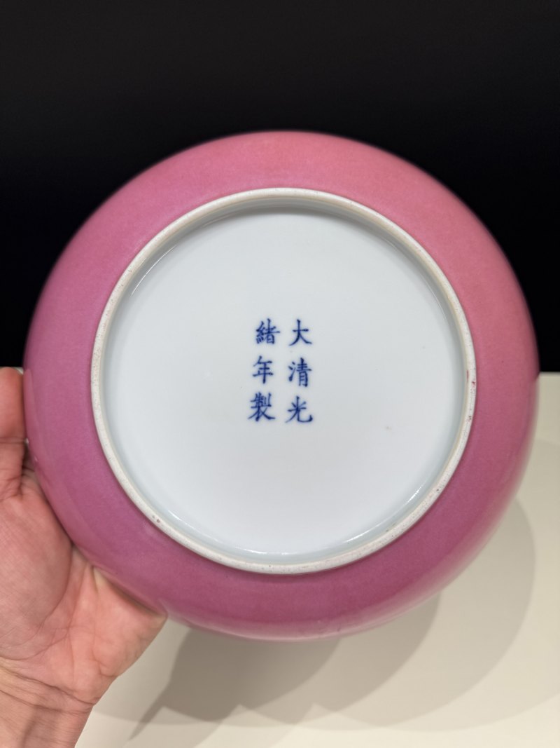 清光绪 外胭脂红内广珐琅彩人物盘 - 图8