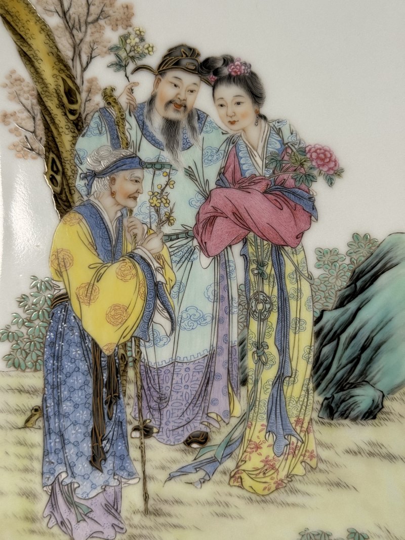 民国 粉彩十二花神故事图琮式瓶一对 - 图21