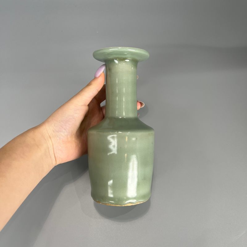 明代 龙泉窑粉青釉纸缒瓶 - 图4