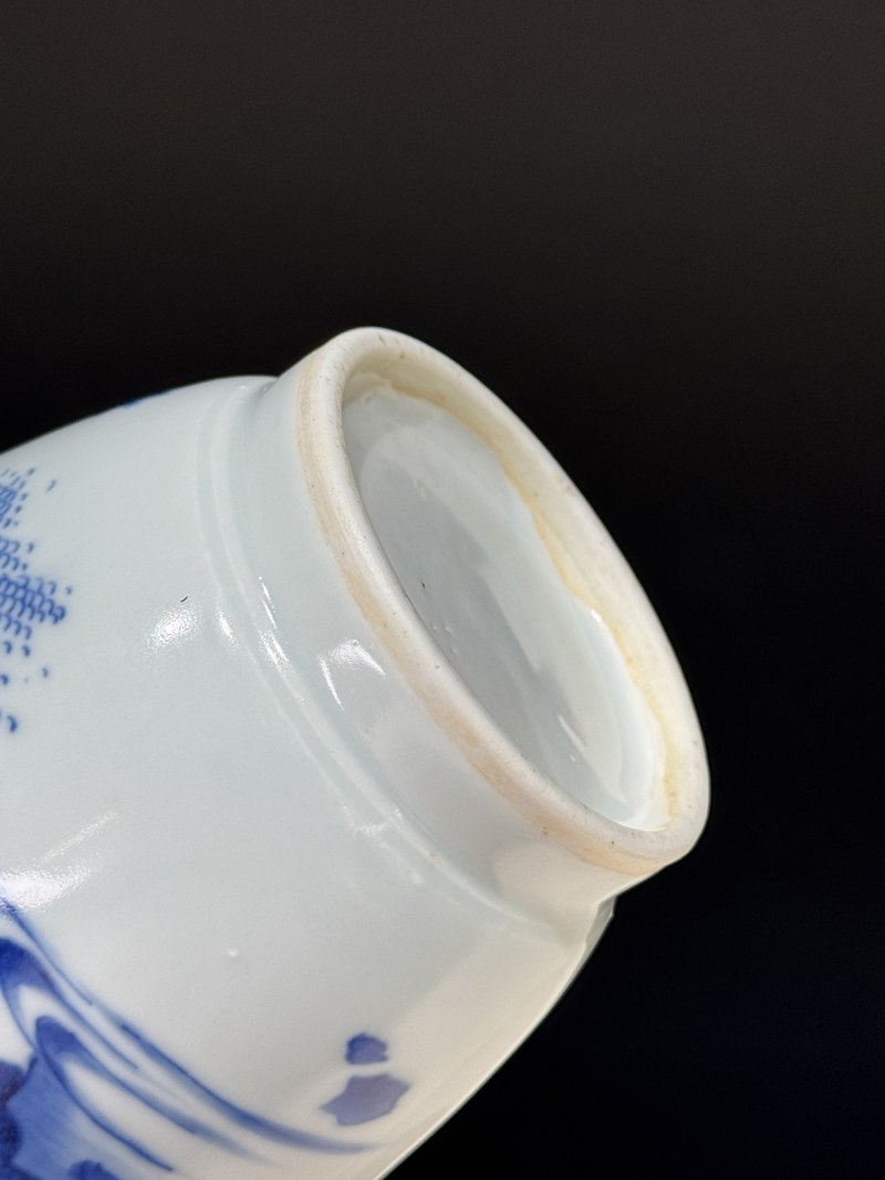 明崇祯 青花携琴访友图莲子罐 - 图14