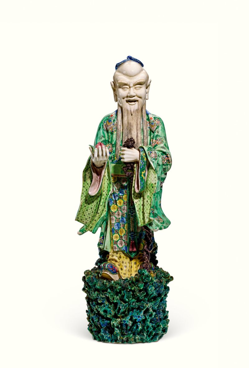 清早期 五彩东方朔塑像 - 图1