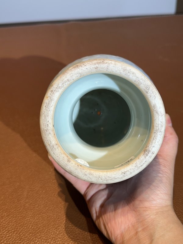 清晚期 天蓝釉堆刻纹帽顶 - 图8