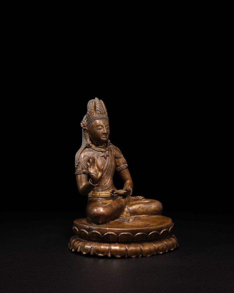 西藏 約十一世紀 文殊菩薩銅像 | A COPPER ALLOY FIGURE OF MANJUSHRI - 图5