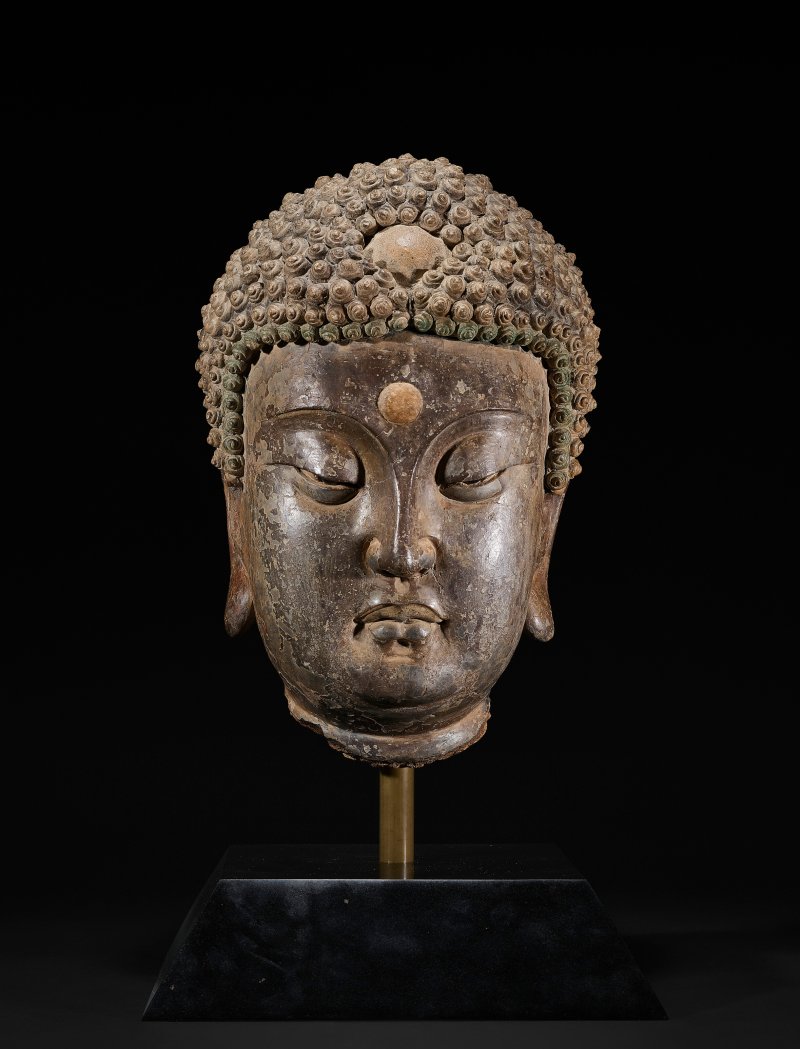 北宋 彩繪泥塑佛首  NORTHERN SONG DYNASTY (960-1127) - 图1