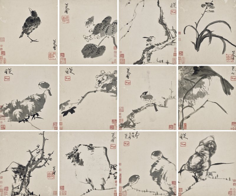 清 八大山人（1626-1705）  水墨花鳥冊 - 图1