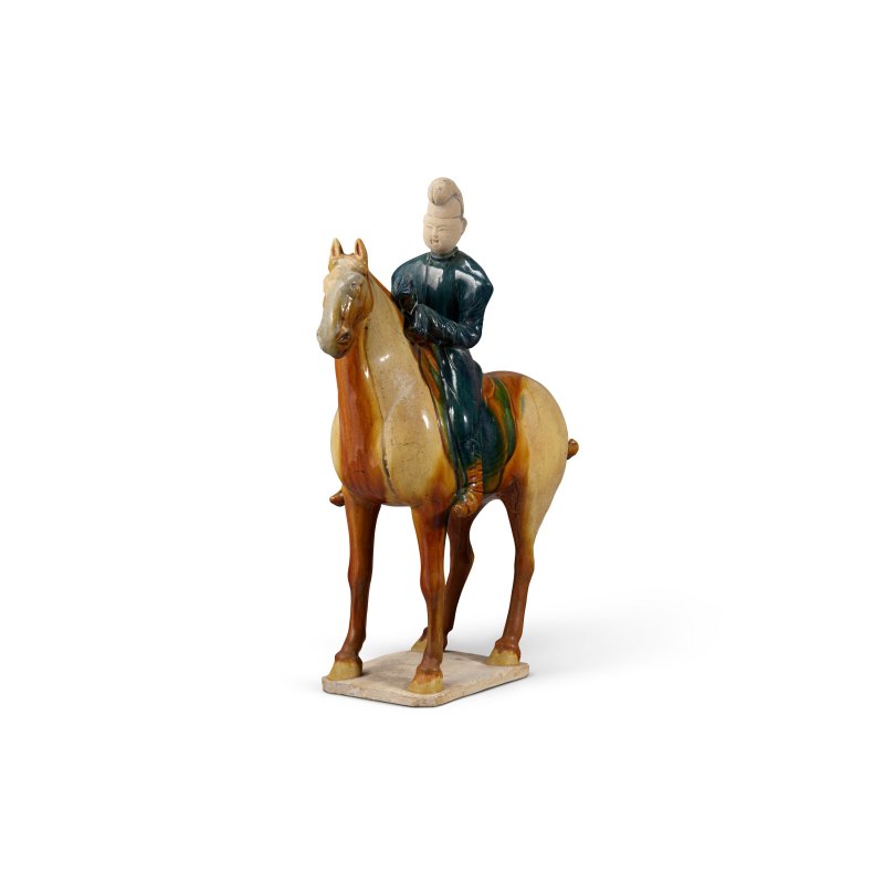 唐 三彩加藍騎馬陶俑兩件  TANG DYNASTY (618-907) - 图3