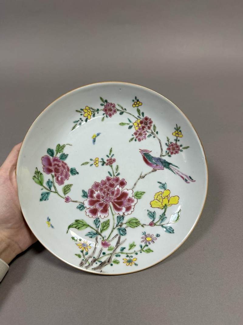    清雍正 粉彩花鸟纹盘 - 图2