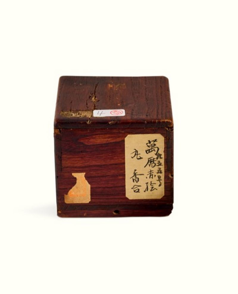 明万历 青花五彩张天师驱邪图小印盒 - 图3